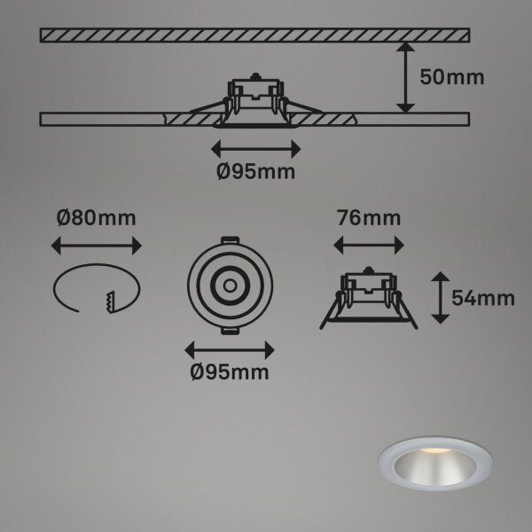 Briloner 7041-034-SADA 3x LED Koupelnové podh. svítidlo LED/4,9W/230V stříbrná