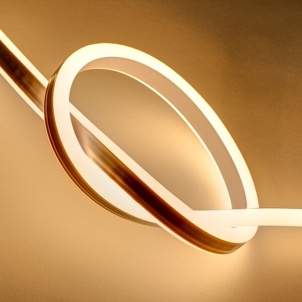DECOLED Easy Fix LED Neon hadice venkovní, 50 m, D-TYP dvoustranný, teple bílá, 3000 diod, bílý kabel, IP44, cívka