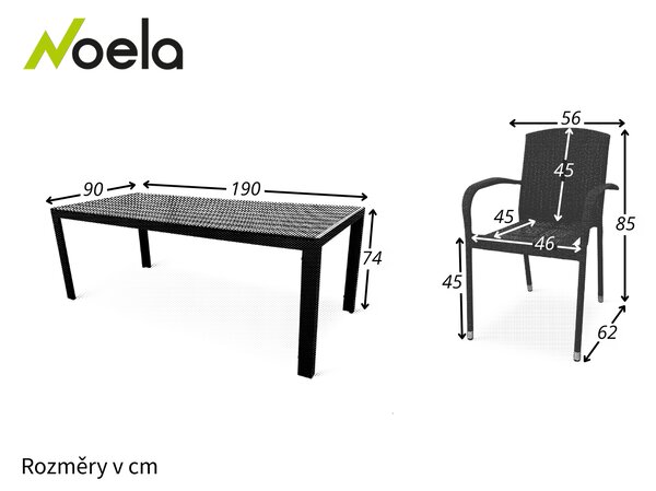 Noela Zahradní jídelní set Viking XL 190cm + 8x ratanová židle Roma
