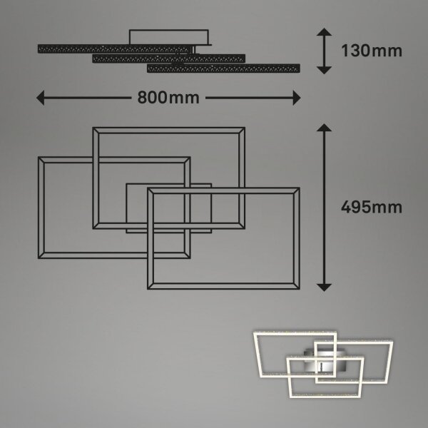 Brilo - LED Stmívatelné stropní svítidlo FRAME LED/57W/230V 3000K matný chrom