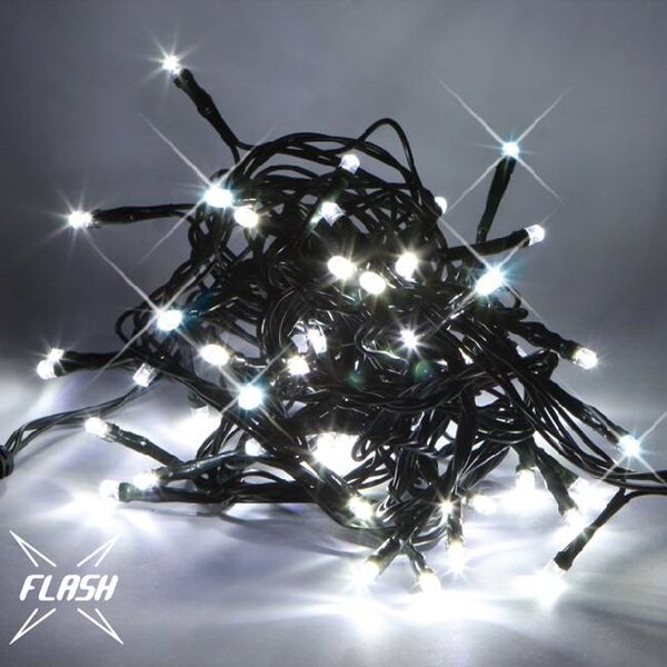 DECOLED Easy Fix LED světelný řetěz, kontura, 5 m, venkovní, ledově bílá s FLASH, 60 diod, černý kabel, IP67