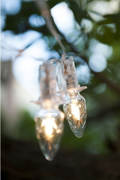 Rozšiřovací LED venkovní řetěz CONE FILAMENT 20xE10 14m čirá/teplá bílá IP44