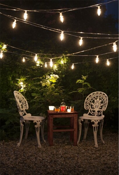 Rozšiřovací LED venkovní řetěz CONE FILAMENT 20xE10 14m čirá/teplá bílá IP44