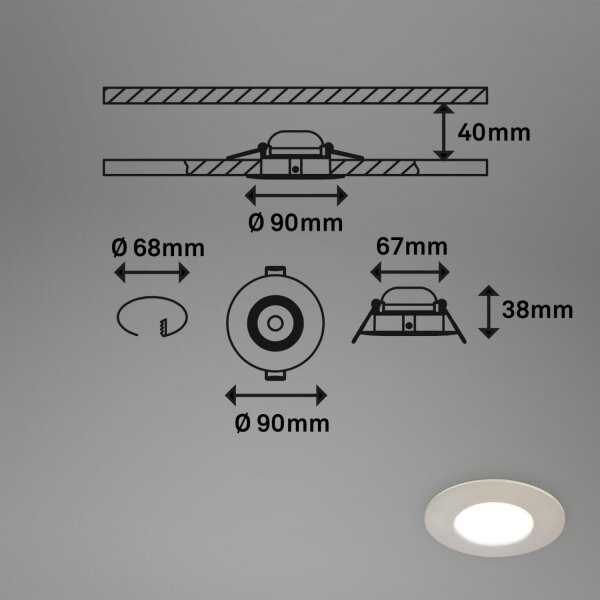 Briloner 7598032 -SADA 3x LED Koupelnové podh. svítidlo LED/4,9W/230V IP44 chrom
