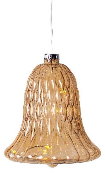 SIRIUS LED skleněný zvonek, zlatý, Ø 9 × 10 cm, 5 diod, IP20 interiér, 1× AAA