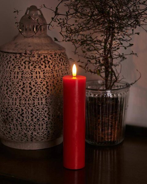 SIRIUS Vosková LED svíčka Sille, 20cm, červená, prům. 5 cm