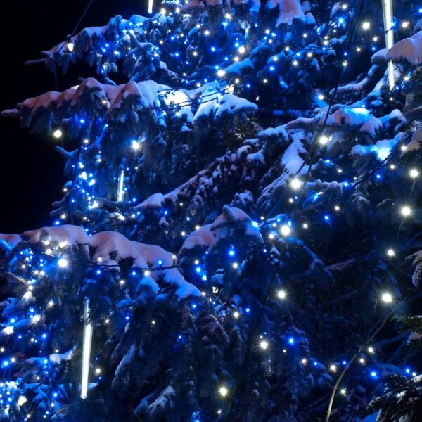 DECOLED Easy Fix LED světelný řetěz, 100 m, venkovní teple bílá, 400 MEGA LED, černý kabel, IP67, cívka