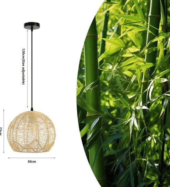 Immax 08258L - Lustr na lanku PELO 1xE27/40W/230V pr. 30 cm ratan