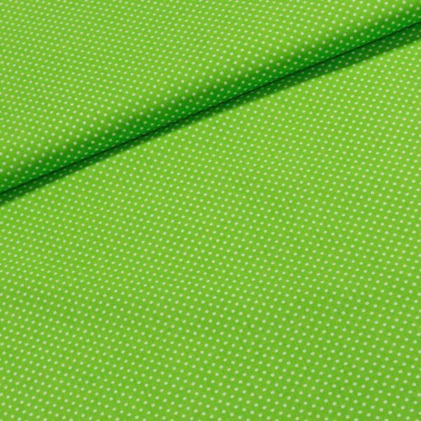 Bavlněné plátno Jolana JO004/35 bílý puntík na jarní zelené 2 mm, š.150cm (látka v metráži)