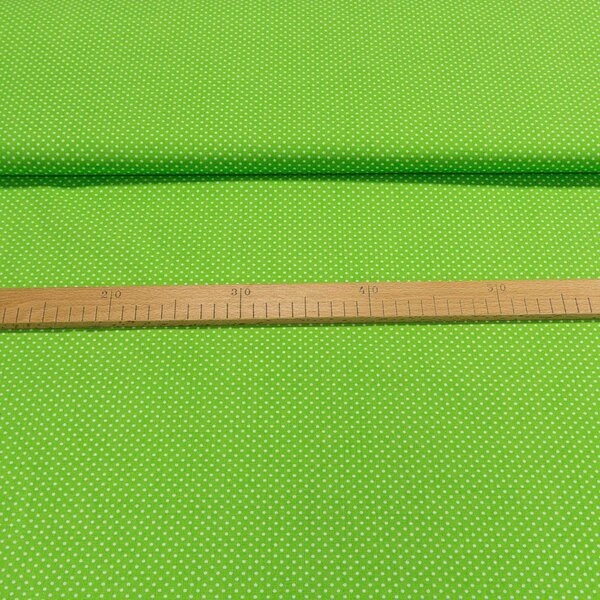 Bavlněné plátno Jolana JO004/35 bílý puntík na jarní zelené 2 mm, š.150cm (látka v metráži)