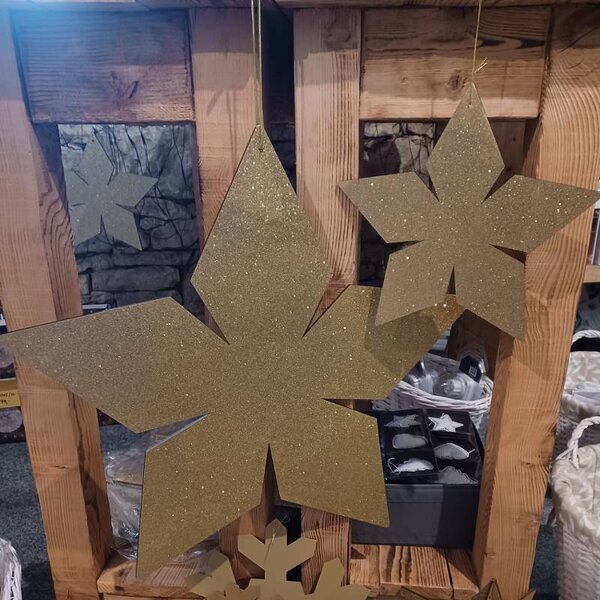 DECOLED Vánoční ozdoba hvězda 40 cm zlatá, překližka, venkovní