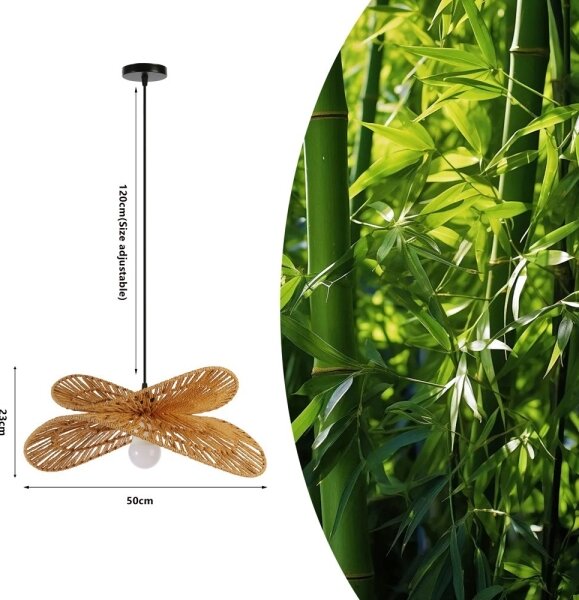 Immax 08265L - Lustr na lanku MARIPOSA 1xE27/40W/230V pr. 50 cm juta