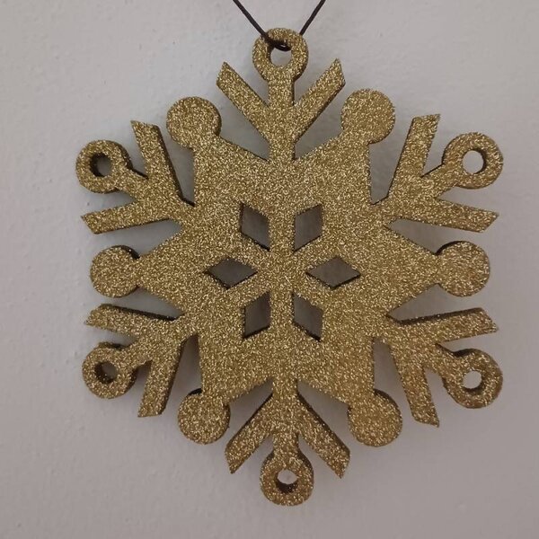 DECOLED Vánoční ozdoba vločka III, pr. 40 cm, zlatá, překližka, venkovní