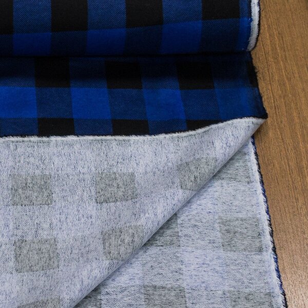 Flanel bavlněný K-01 modro-černá kostka, š.150cm (látka v metráži)