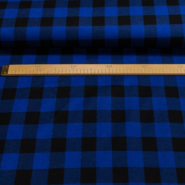 Flanel bavlněný K-01 modro-černá kostka, š.150cm (látka v metráži)