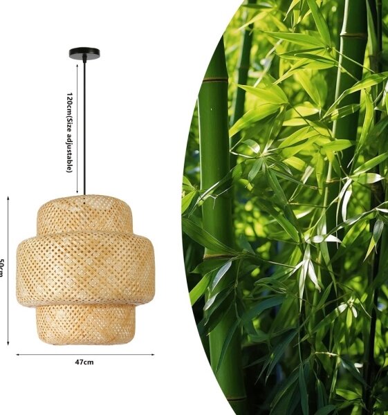 Immax 08268L - Lustr na lanku HILO 1xE27/40W/230V pr. 47 cm bambus