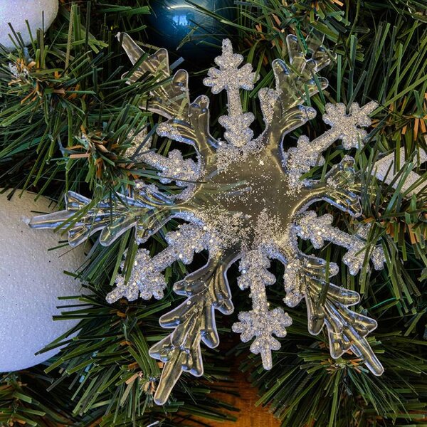 DECOLED Závěsná dekorace akryl, sněhová vločka 15 cm