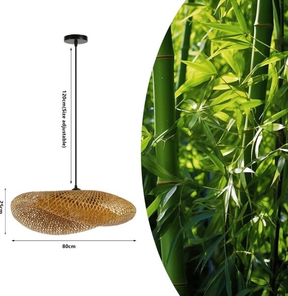Immax 08270L - Lustr na lanku HILO 1xE27/40W/230V pr. 80 cm bambus