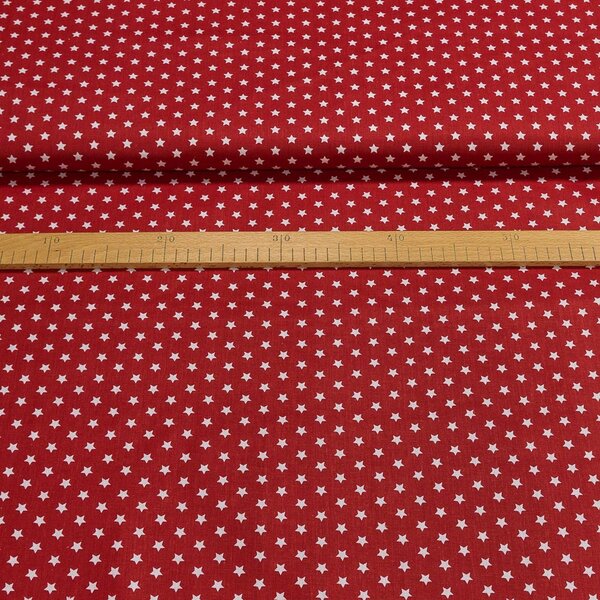 Bavlněné plátno bílé hvězdy na červené, š.140cm (látka v metráži)