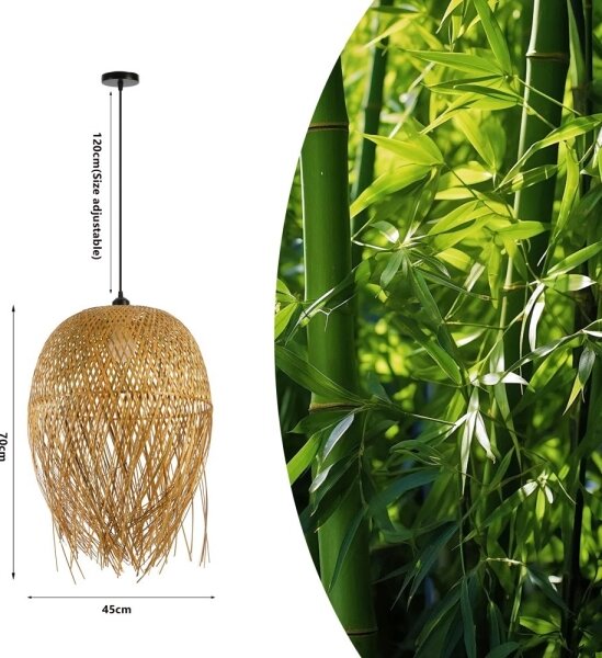 Immax 08271L - Lustr na lanku HILO 1xE27/40W/230V pr. 45 cm bambus