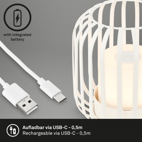 Brilo - LED Stmívatelná nabíjecí stolní lampa LED/2W/5V IP44 bílá