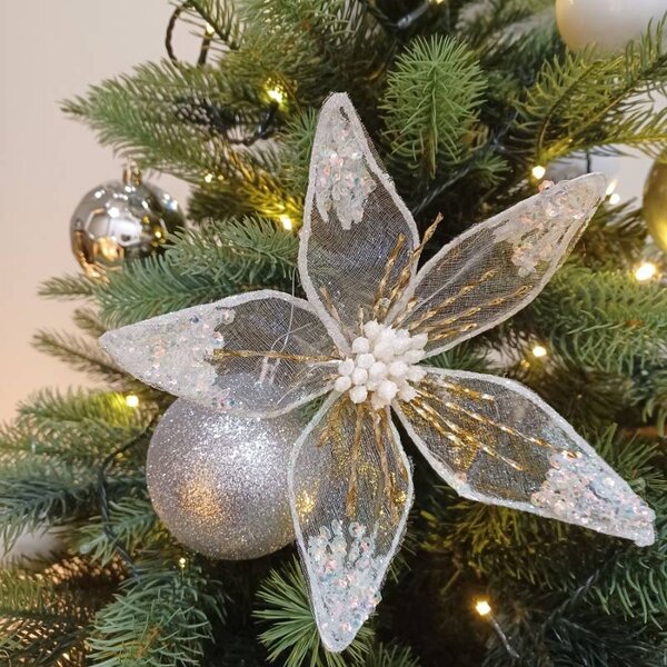 DECOLED Dekorace umělý květ 20 cm, bílá