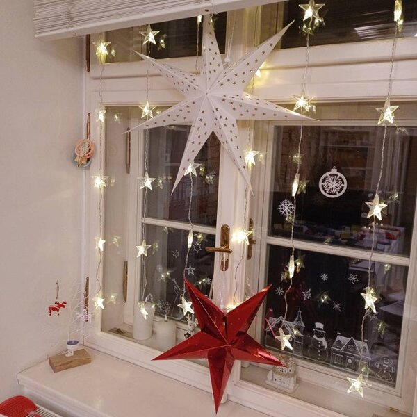 DECOLED Vánoční papírová hvězda do okna 45 cm, 5cípá, červená