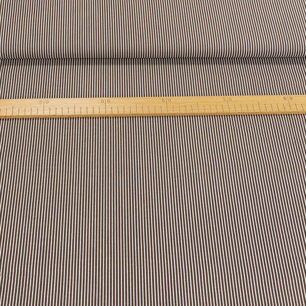 Bavlněné plátno Jolana JO002/26 hnědý a bílý proužek 2mm, š.150cm (látka v metráži)