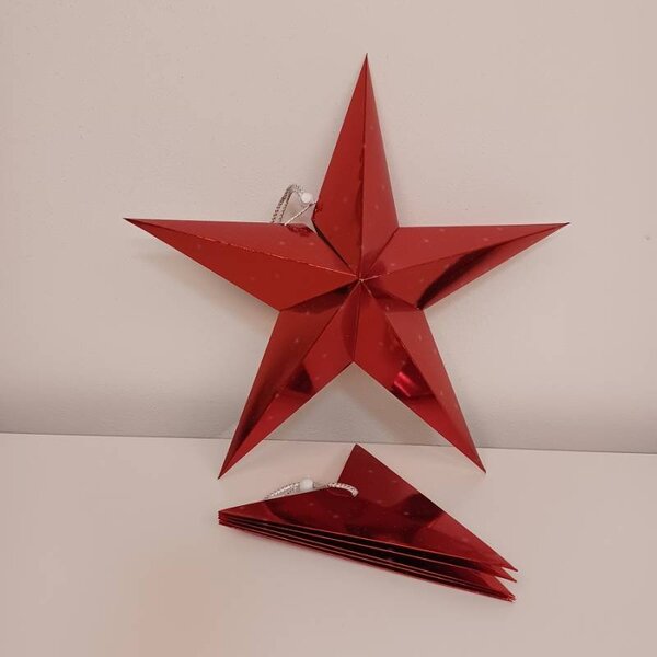 DECOLED Vánoční papírová hvězda do okna 45 cm, 5cípá, červená