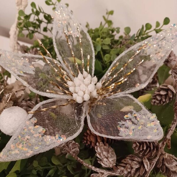 DECOLED Dekorace umělý květ 20 cm, bílá