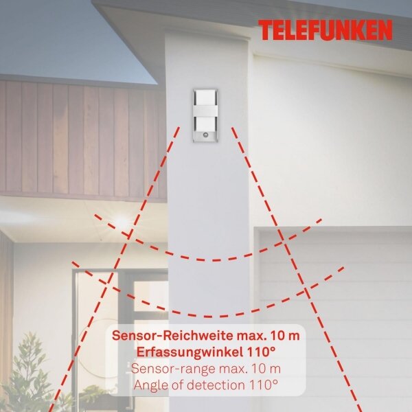 Telefunken 321104TF-Venkovní nástěnné svítidlo se sen. 1xE27/12W/230V IP44 bílá