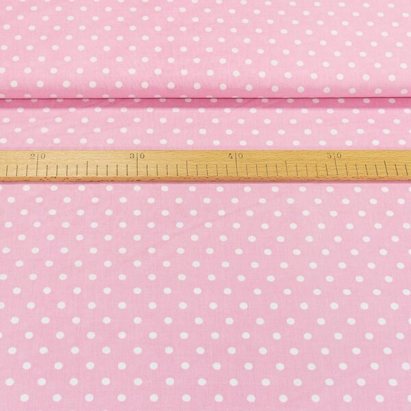 Bavlněné plátno Jolana JO005/10 větší bílý puntík na růžové, š.150cm (látka v metráži)