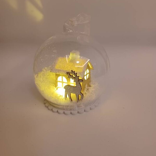 DECOLED LED svítící koule 10 cm, teple bílá, na baterie LR41, interiér