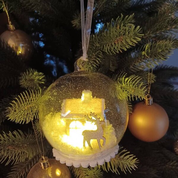 DECOLED LED svítící koule 10 cm, teple bílá, na baterie LR41, interiér