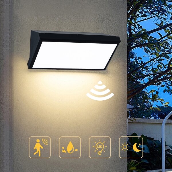 Brilagi - LED Venkovní nástěnné svítidlo se senzorem TRIANGLE LED/20W/230V černá