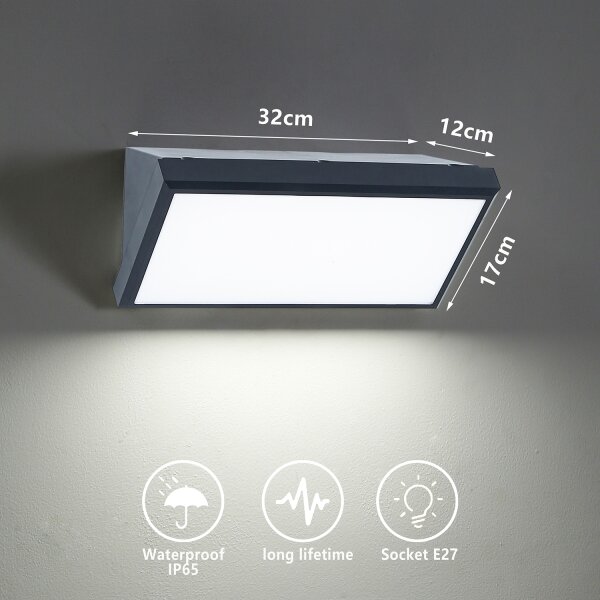 Brilagi - Venkovní nástěnné svítidlo TRIANGLE 1xE27/60W/230V antracit IP65