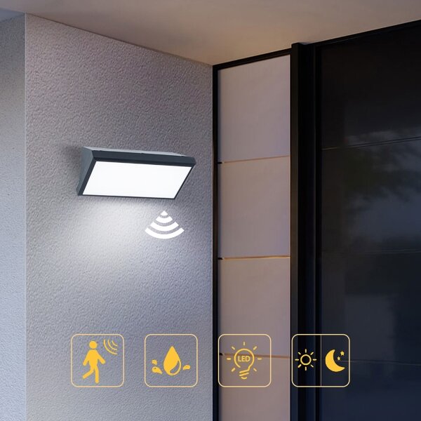 Brilagi - LED Venkovní nástěnné svítidlo se senzorem TRIANGLE LED/20W/230V antr