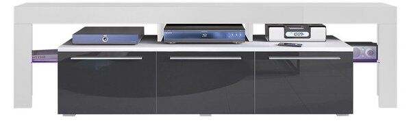 TV stolek Quatro 150 Plus, Barva: bílá / černý lesk 5902928083163
