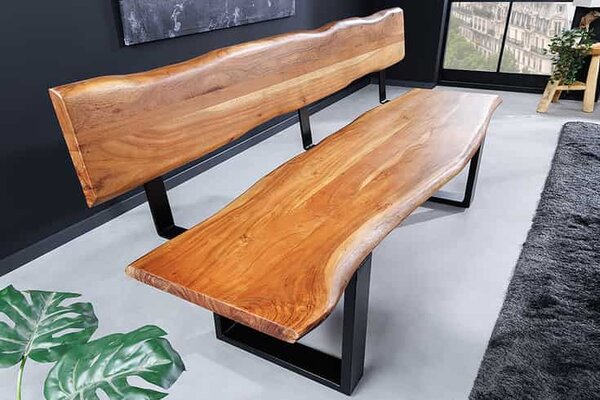 Designová lavice s opěrkou Massive Honey 200 cm akácie 40mm