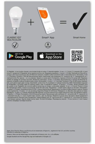 SADA 3x LED RGBW Stmívatelná žárovka SMART+ E27/9W/230V 2700K-6500K - Ledvance