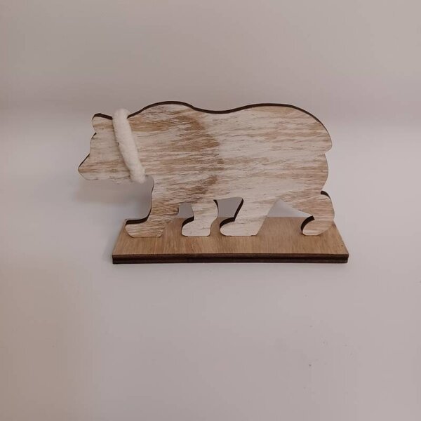 DECOLED Dřevěná dekorace na stůl medvěd 15,2 × 4 × 9 cm, stojící