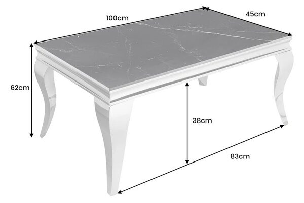 Designový konferenční stolek Rococo 100 cm černý / stříbrný