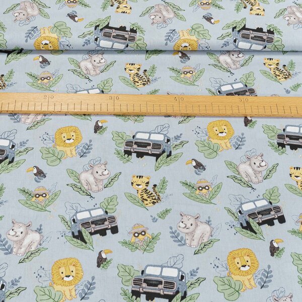 Bavlněné plátno dětské POLO safari na šedé, š.160cm (látka v metráži)