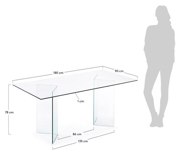 Skleněný jídelní stůl 90x180 cm Burano – Kave Home