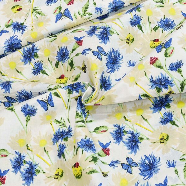 Bavlněné plátno POLO modré chrpy, š.140cm (látka v metráži)