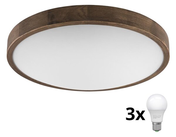 Brilagi - LED Stropní svítidlo CARVALHO SLIM 3xE27/60W/230V dub ořech pr. 47 cm