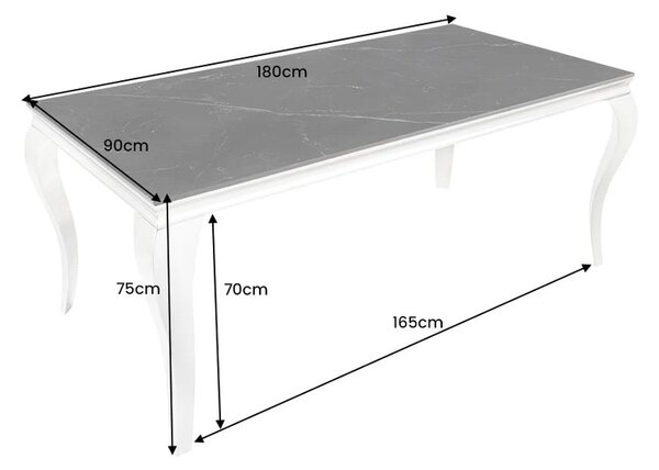 Designový jídelní stůl Rococo 180 cm černý / stříbrný