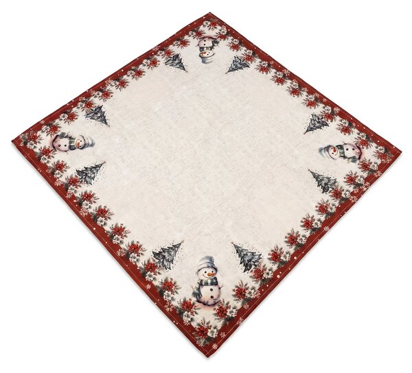 Forbyt Kuchyňský ubrus vánoční CYH5933GC, sněhulák, vínová 85x85cm (čtverec)