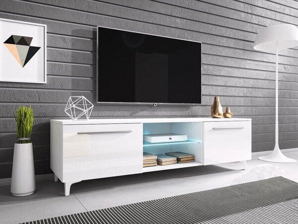 TV stolek Cleo XIII-W, Barva: bílý / šedý lesk 5902928368697