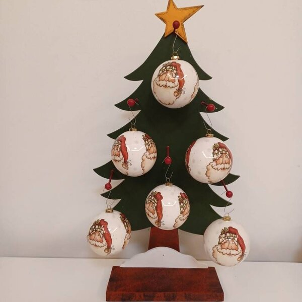 DECOLED Sada vánočních ozdob koule 8 cm, Santa Claus, plast, balení 6 ks